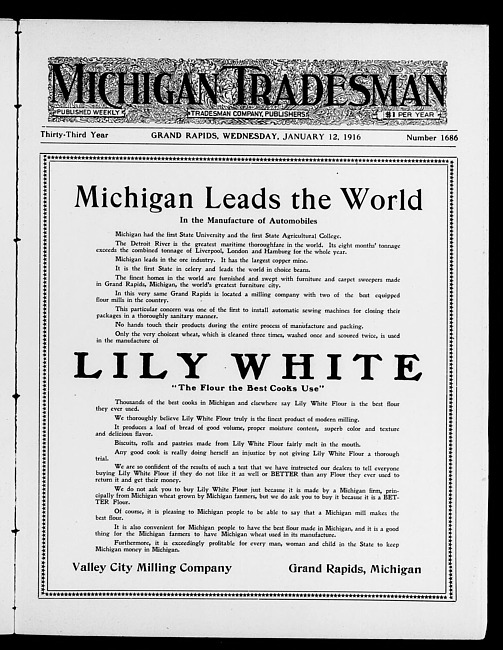 Michigan tradesman. Vol. 33 no. 1686 (1916 January 12)