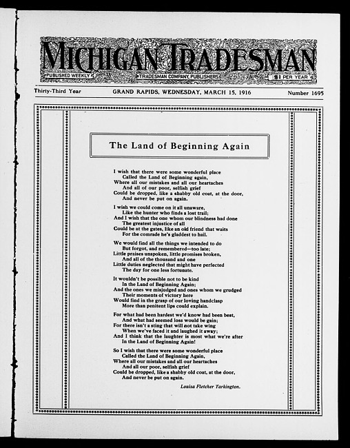 Michigan tradesman. Vol. 33 no. 1695 (1916 March 15)