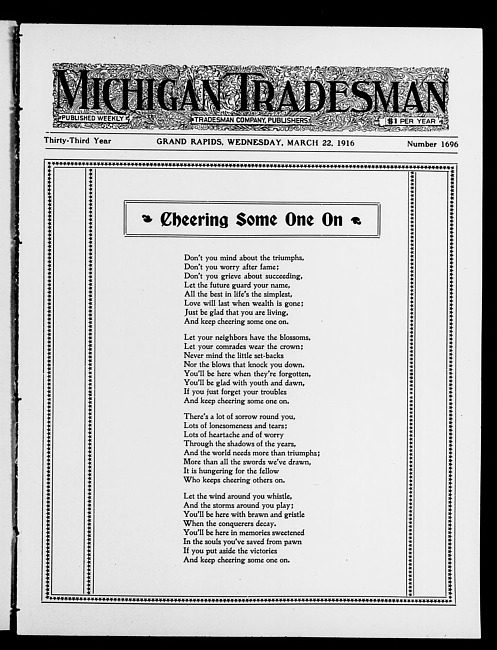 Michigan tradesman. Vol. 33 no. 1696 (1916 March 22)