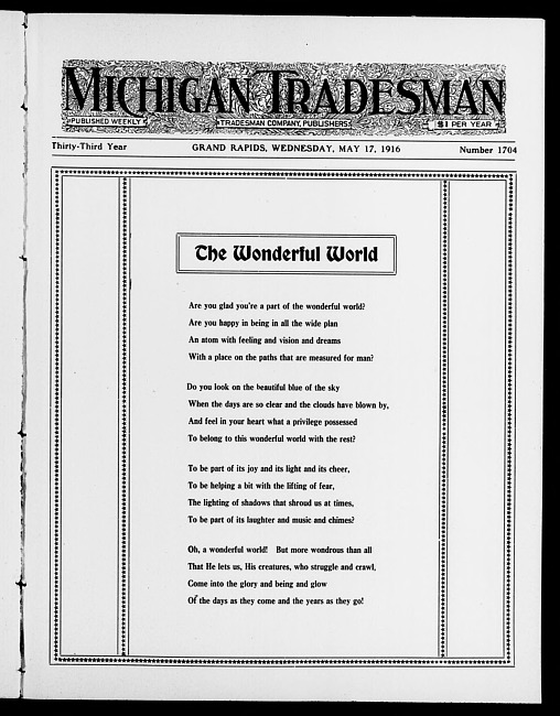 Michigan tradesman. Vol. 33 no. 1704 (1916 May 17)
