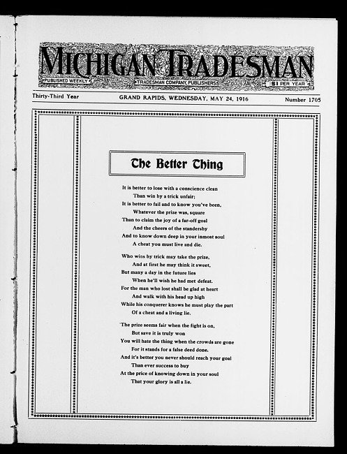 Michigan tradesman. Vol. 33 no. 1705 (1916 May 24)
