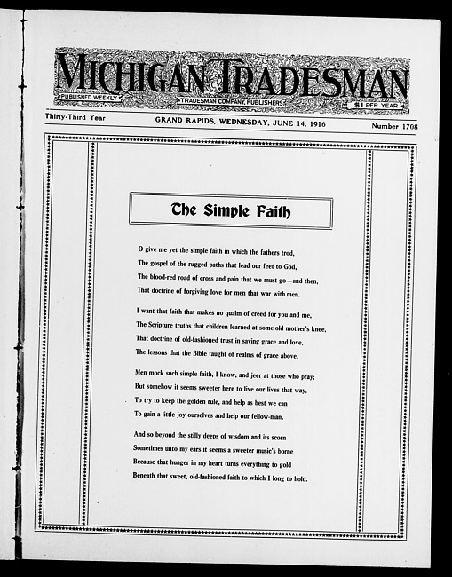 Michigan tradesman. Vol. 33 no. 1708 (1916 June 14)