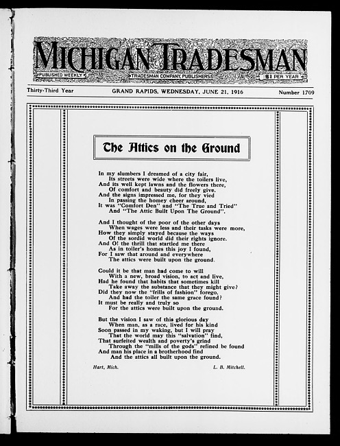 Michigan tradesman. Vol. 33 no. 1709 (1916 June 21)