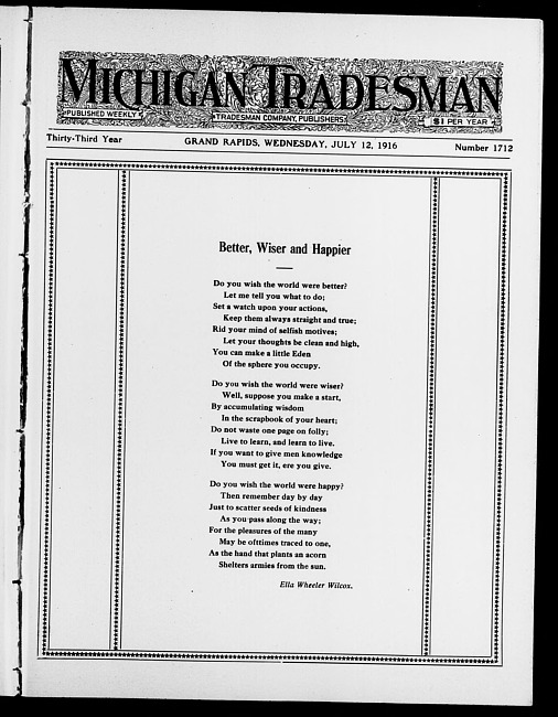 Michigan tradesman. Vol. 33 no. 1712 (1916 July 12)