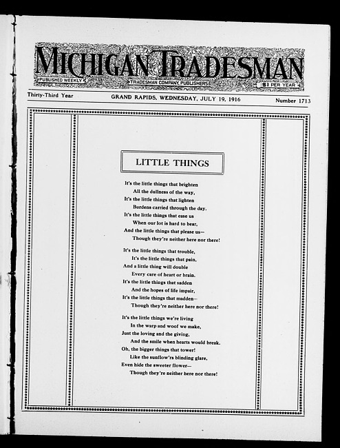 Michigan tradesman. Vol. 33 no. 1713 (1916 July 19)