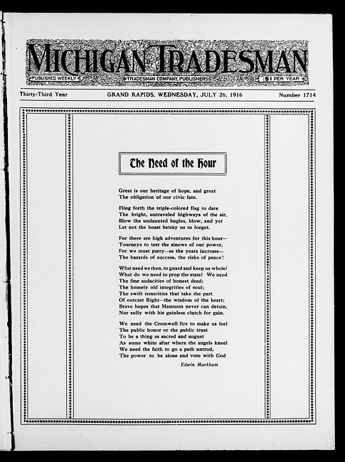 Michigan tradesman. Vol. 33 no. 1714 (1916 July 26)