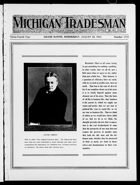 Michigan tradesman. Vol. 34 no. 1718 (1916 August 23)