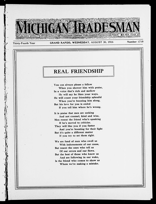 Michigan tradesman. Vol. 34 no. 1719 (1916 August 30)