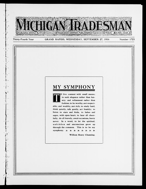 Michigan tradesman. Vol. 34 no. 1723 (1916 September 27)