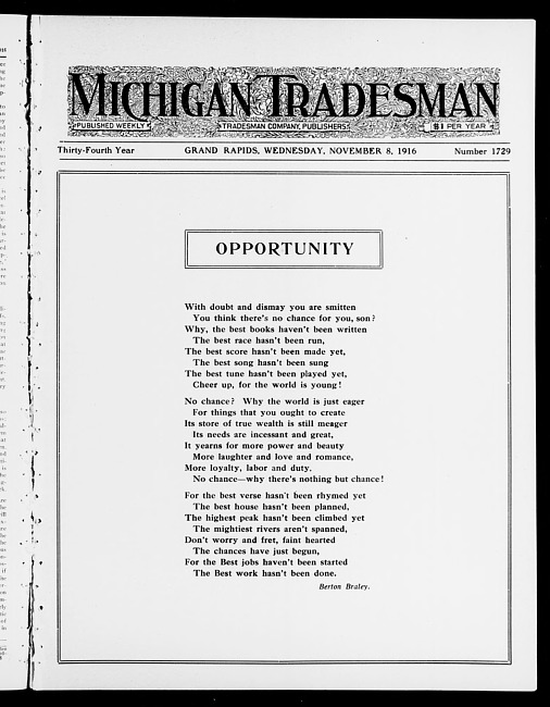 Michigan tradesman. Vol. 34 no. 1729 (1916 November 8)
