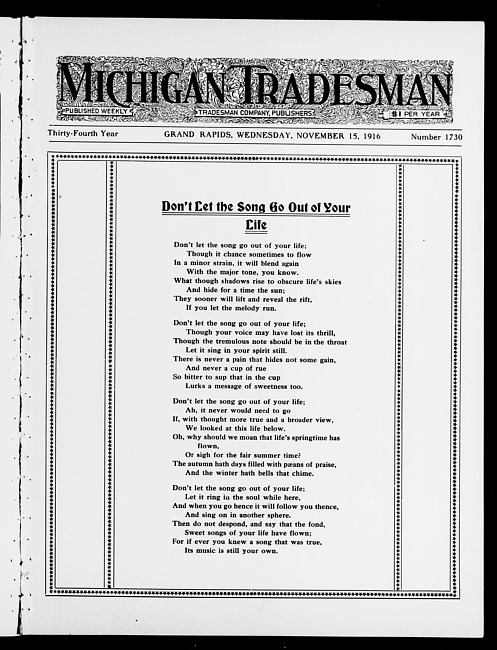Michigan tradesman. Vol. 34 no. 1730 (1916 November 15)
