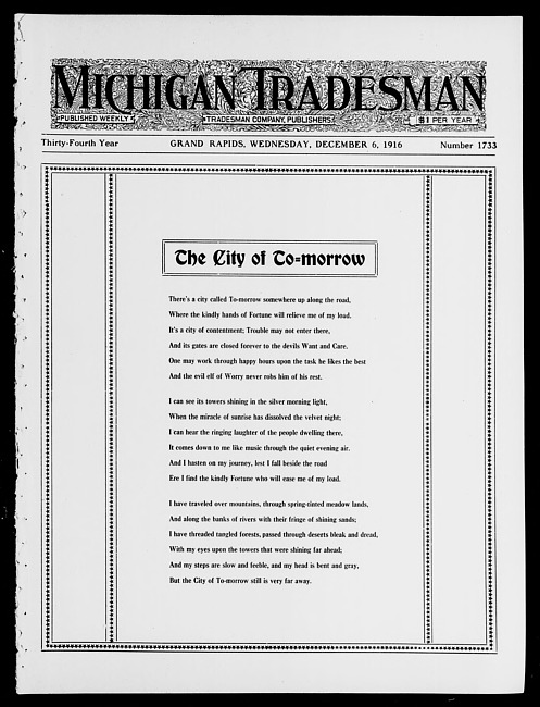 Michigan tradesman. Vol. 34 no. 1733 (1916 December 6)