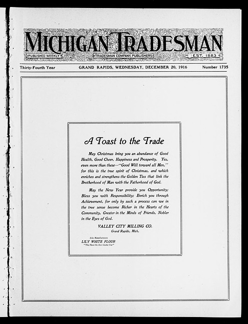 Michigan tradesman. Vol. 34 no. 1735 (1916 December 20)