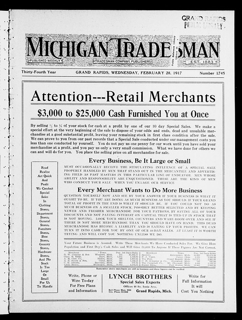 Michigan tradesman. Vol. 34 no. 1745 (1917 February 28)