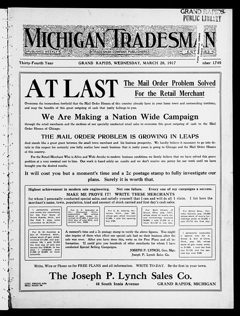 Michigan tradesman. Vol. 34 no. 1749 (1917 March 28)