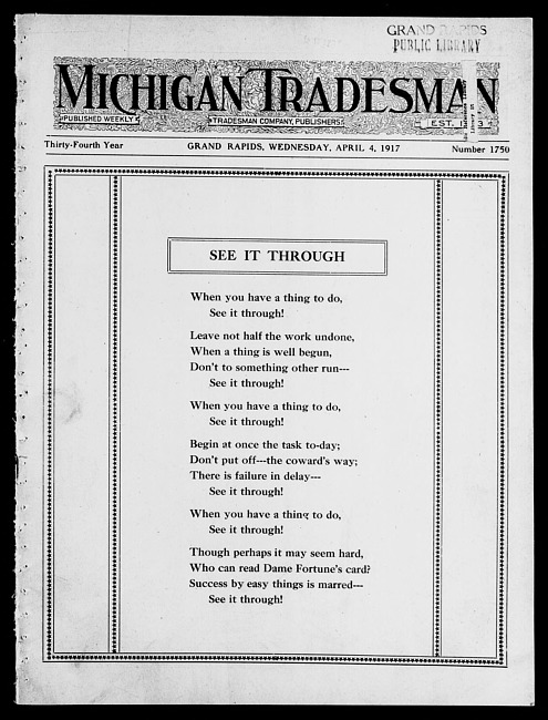 Michigan tradesman. Vol. 34 no. 1750 (1917 April 4)