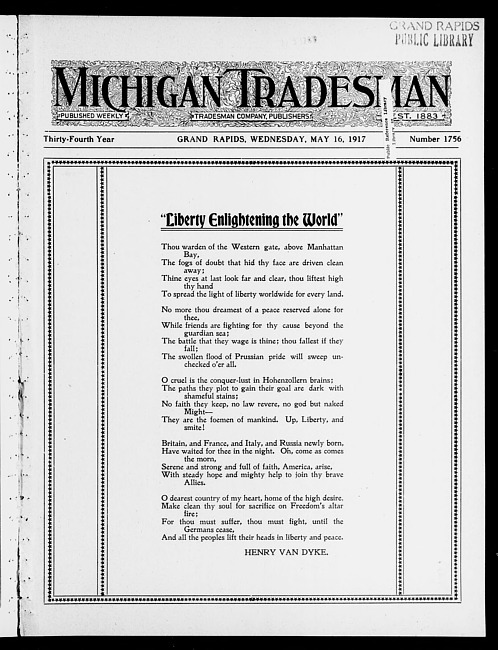 Michigan tradesman. Vol. 34 no. 1756 (1917 May 16)