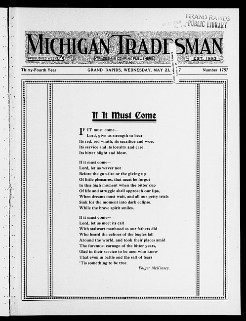 Michigan tradesman. Vol. 34 no. 1757 (1917 May 23)