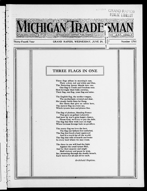 Michigan tradesman. Vol. 34 no. 1761 (1917 June 20)