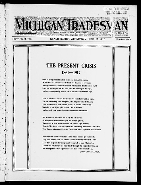 Michigan tradesman. Vol. 34 no. 1762 (1917 June 27)