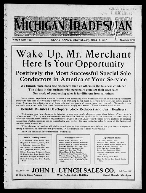 Michigan tradesman. Vol. 34 no. 1763 (1917 July 4)