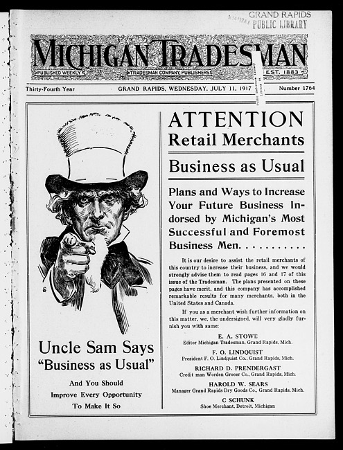 Michigan tradesman. Vol. 34 no. 1764 (1917 July 11)