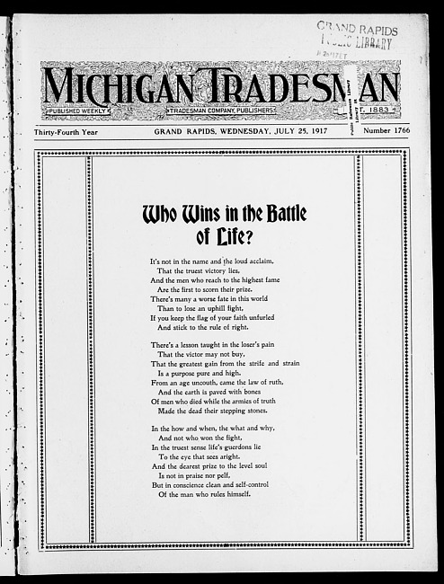Michigan tradesman. Vol. 34 no. 1766 (1917 July 25)