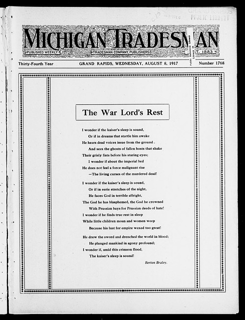 Michigan tradesman. Vol. 34 no. 1768 (1917 August 8)