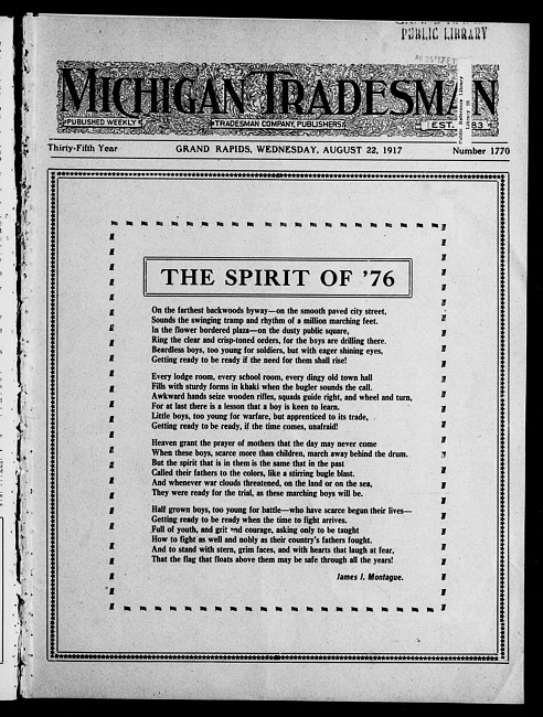 Michigan tradesman. Vol. 35 no. 1770 (1917 August 22)