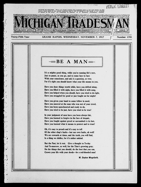 Michigan tradesman. Vol. 35 no. 1781 (1917 November 7)