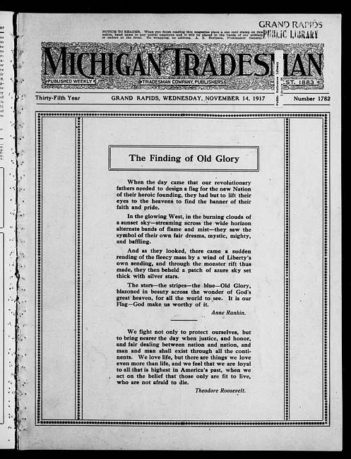 Michigan tradesman. Vol. 35 no. 1782 (1917 November 14)