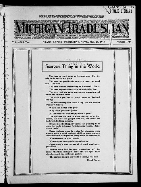 Michigan tradesman. Vol. 35 no. 1784 (1917 November 28)