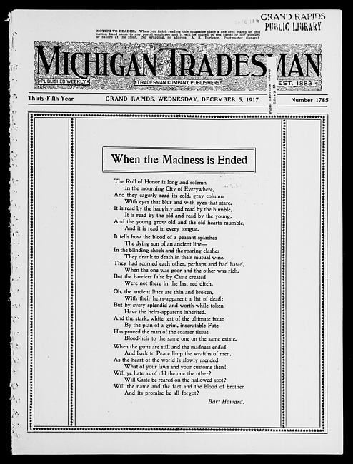 Michigan tradesman. Vol. 35 no. 1785 (1917 December 5)