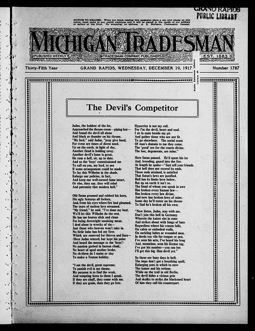 Michigan tradesman. Vol. 35 no. 1787 (1917 December 19)