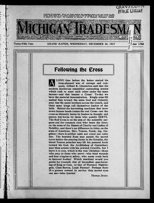 Michigan tradesman. Vol. 35 no. 1788 (1917 December 26)