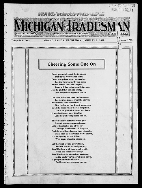 Michigan tradesman. Vol. 35 no. 1789 (1918 January 2)