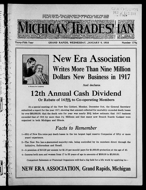 Michigan tradesman. Vol. 35 no. 1790 (1918 January 9)