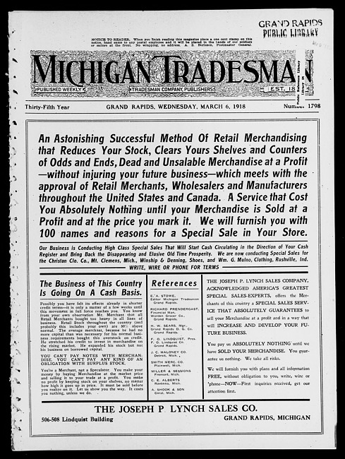 Michigan tradesman. Vol. 35 no. 1798 (1918 March 6)