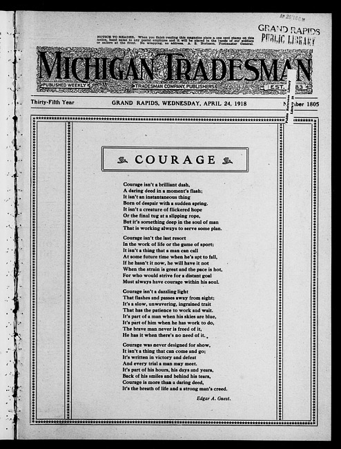 Michigan tradesman. Vol. 35 no. 1805 (1918 April 24)