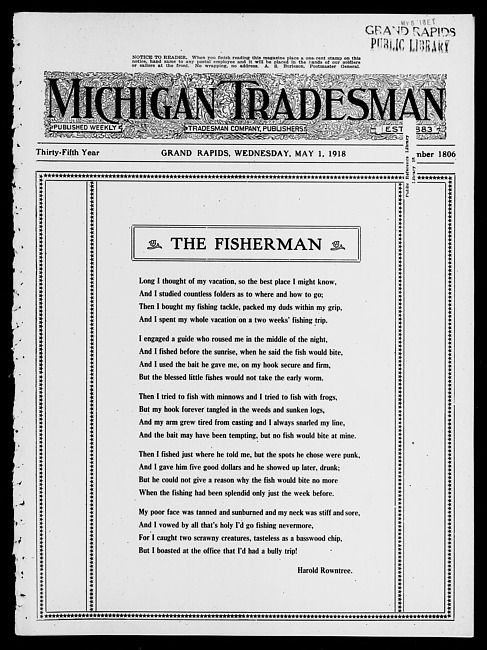 Michigan tradesman. Vol. 35 no. 1806 (1918 May 1)