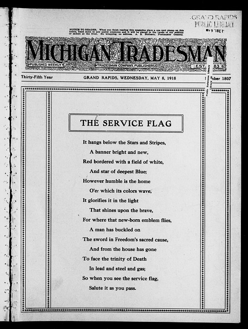 Michigan tradesman. Vol. 35 no. 1807 (1918 May 8)