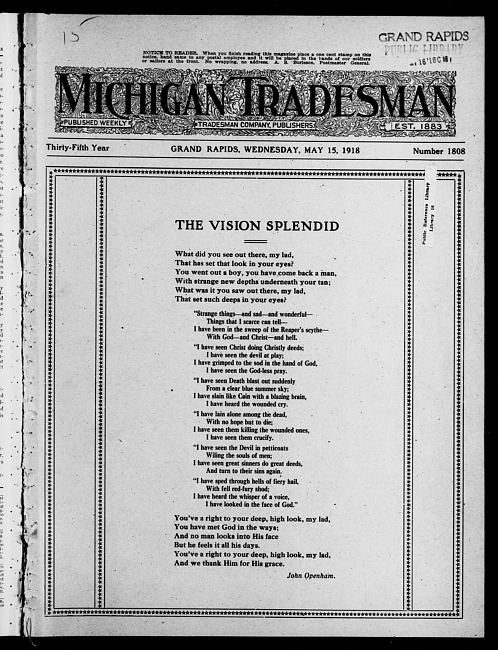 Michigan tradesman. Vol. 35 no. 1808 (1918 May 15)
