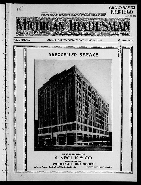 Michigan tradesman. Vol. 35 no. 1812 (1918 June 12)