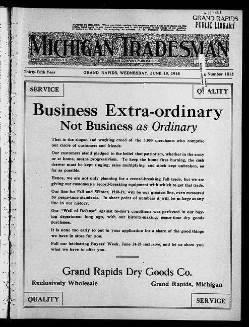 Michigan tradesman. Vol. 35 no. 1813 (1918 June 19)