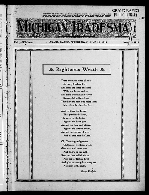 Michigan tradesman. Vol. 35 no. 1814 (1918 June 26)