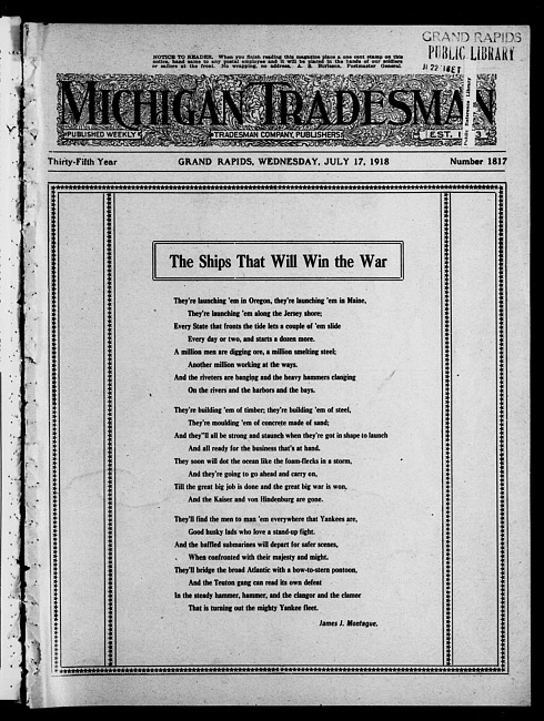 Michigan tradesman. Vol. 35 no. 1817 (1918 July 17)