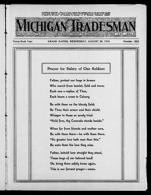 Michigan tradesman. Vol. 36 no. 1823 (1918 August 28)