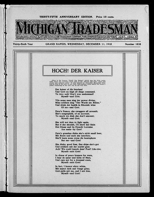 Michigan tradesman. Vol. 36 no. 1838 (1918 December 11)