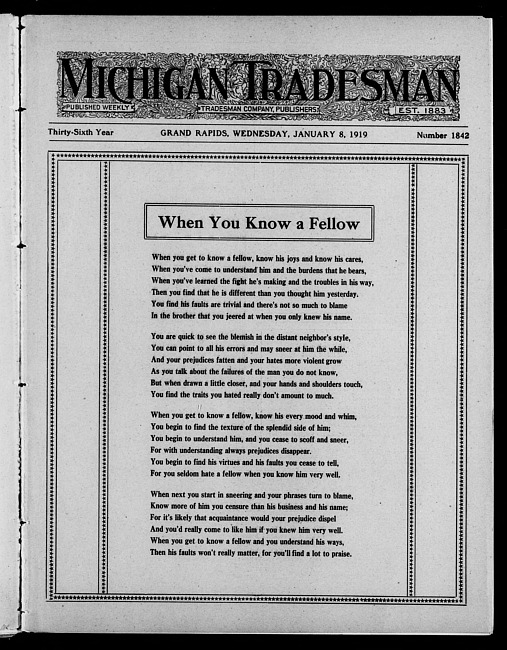 Michigan tradesman. Vol. 36 no. 1842 (1919 January 8)