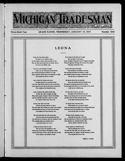 Michigan tradesman. Vol. 36 no. 1843 (1919 January 15)